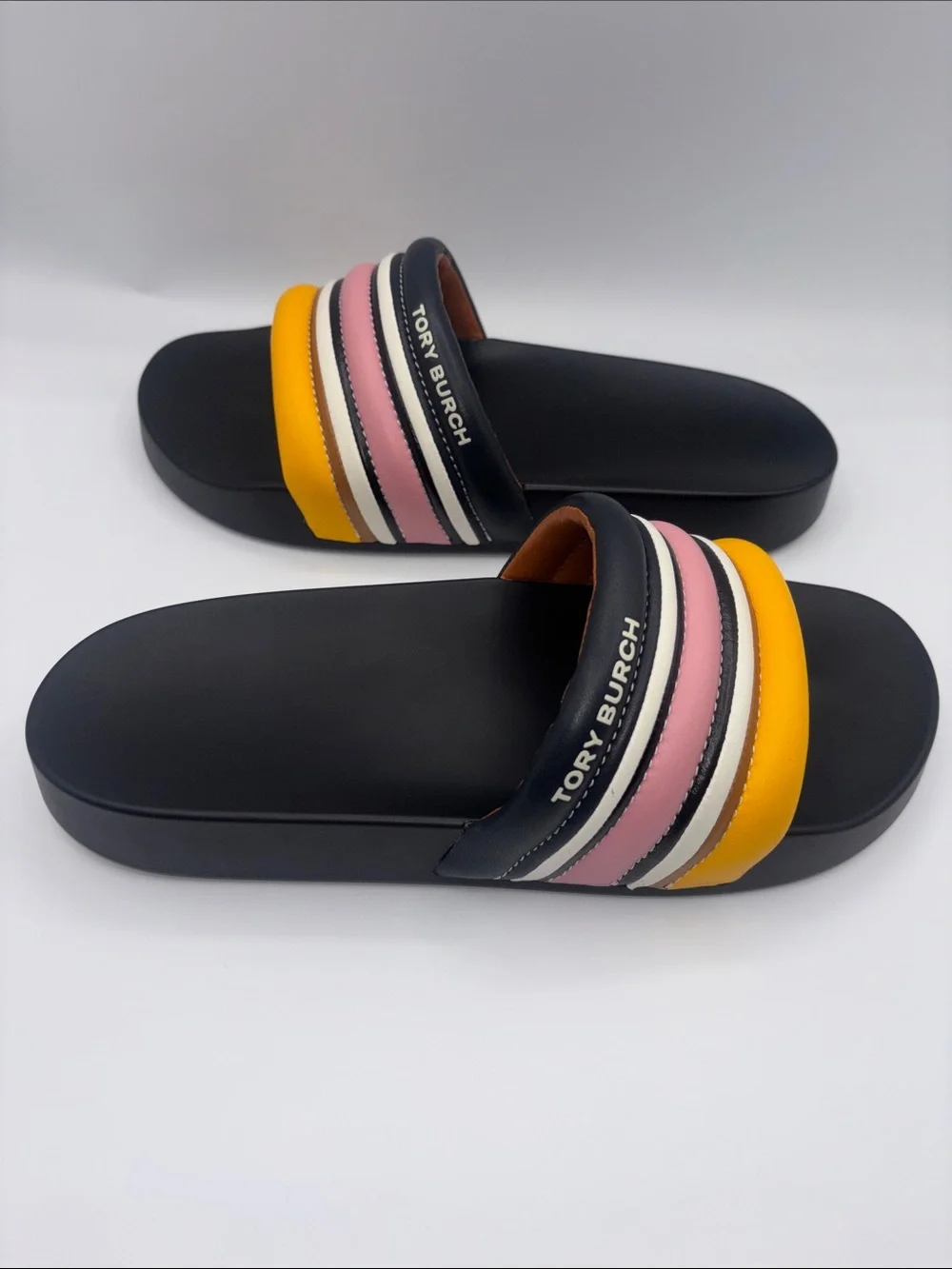 Tory Burch Quilted Nappa Black Leather Slide Sandals